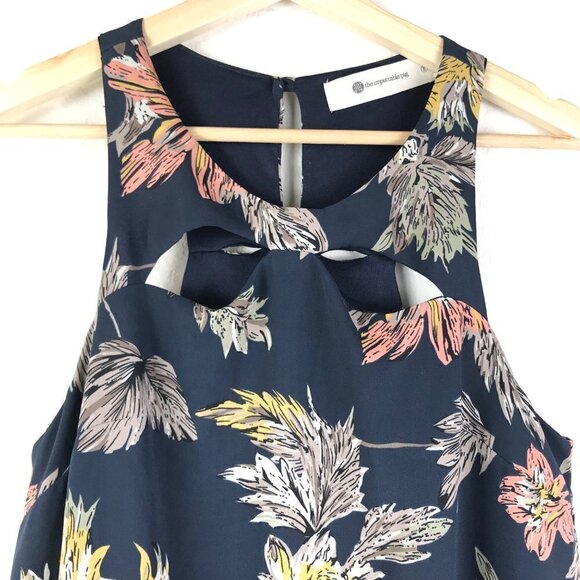 The Impeccable Pig Navy Floral Cut-Out Sleeveless Dress Size Small - Picture 3 of 7